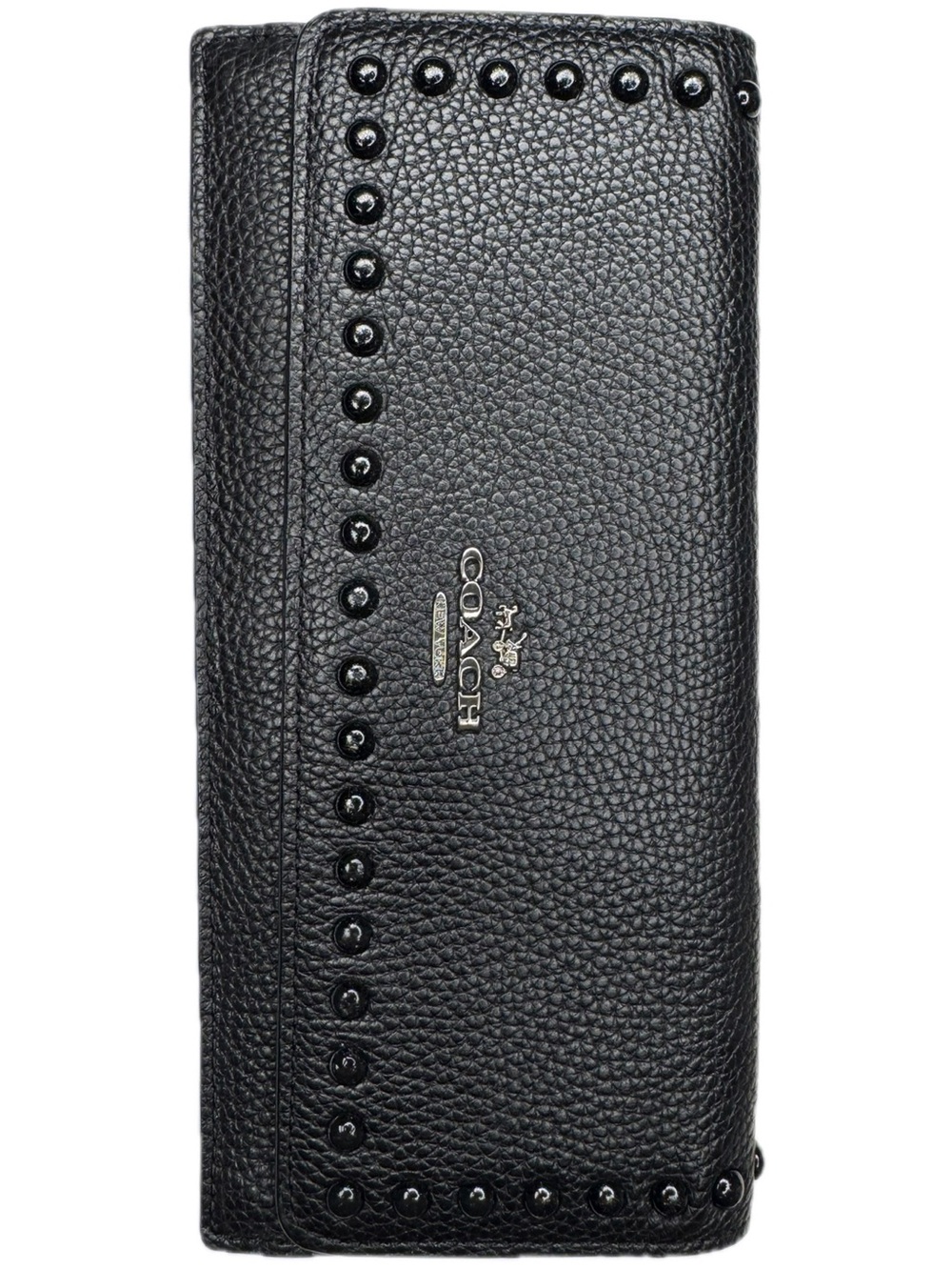 Coach Black Enamel Studded Full-Sized Leather Wallet